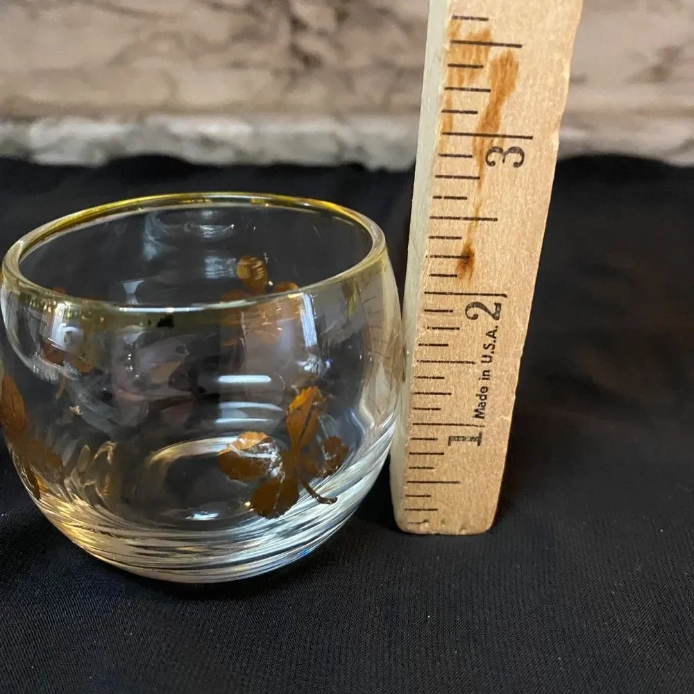 * Federal glass Roly Poly/tumbler glass gold accent four leaf clover set of 2
